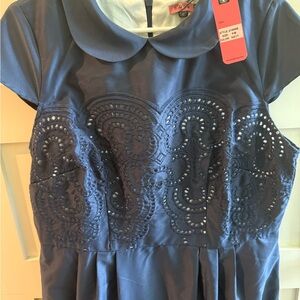 Chi Chi London Collared Navy Dress with Lace size 16